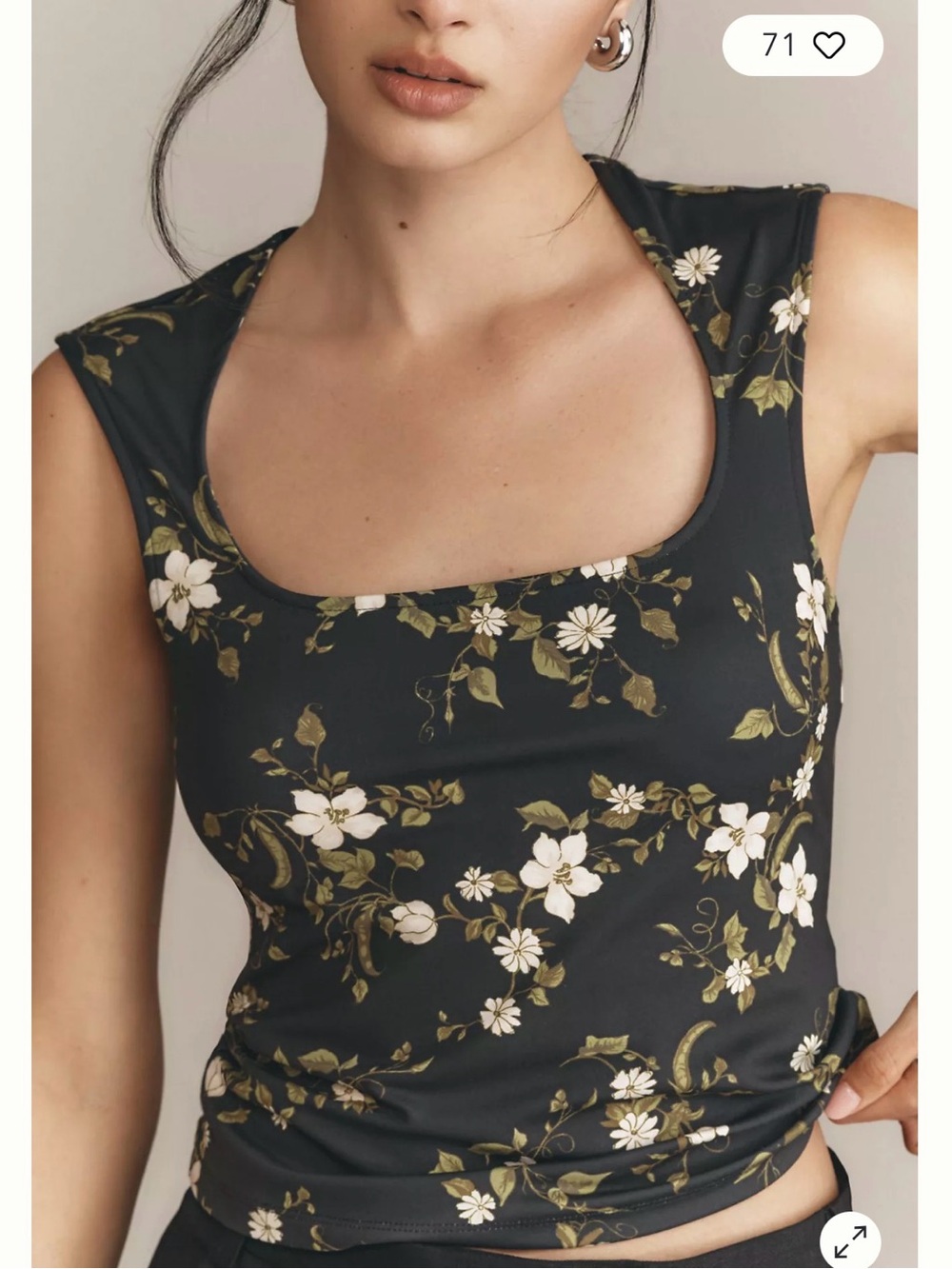 Maeve Black Floral Tank Top - Picture 2 of 9
